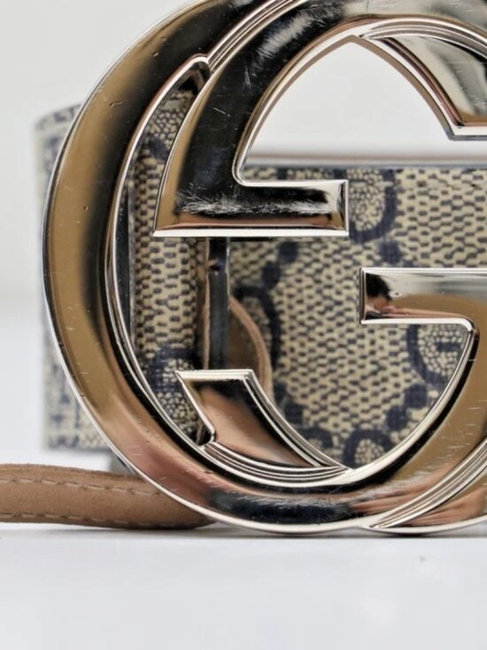 GUCCI Blue & Beige GG Marmont Belt 411924 Size 90/36 US main image 13